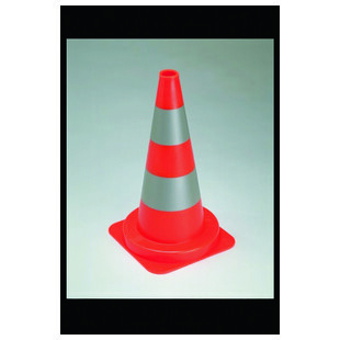 CONE DE SIGNALISATION PVC ORANGE FLUO 50 CM 2 BANDES RETRO 3M B50R
