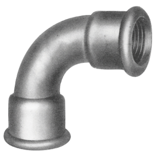 COURBE 90° GRAND RAYON FEMELLE - FEMELLE N°2 GALVANISEE