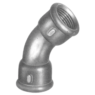 COURBE 45° GRAND RAYON FEMELLE - FEMELLE - N°41 GALVANISEE