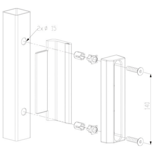 GACHE POUR SERRURE PORTAIL BATTANT TYPE LAKQU2