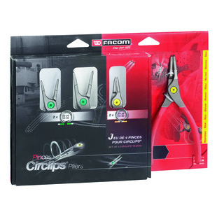 JEU DE 4 PINCES CIRCLIPS GAINEES INT/ EXT BECS DROITS PCSNJ4PB