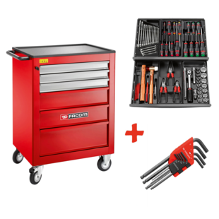 SERVANTE ROLL 6 TIROIRS AVEC COMPO 69 OUTILS CM.69 ROLL.CONTACTPF