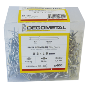 RIVET ALU/ACIER TETE RONDE STANDARD ALX TRS