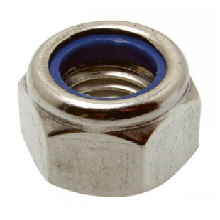 ECROU HEXAGONAL INDESSERRABLE AVEC BAGUE NYLON INOX A2