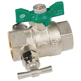 VANNE A SPHERE NF ACS FEMELLE - FEMELLE A PURGE MANETTE PAPILLON