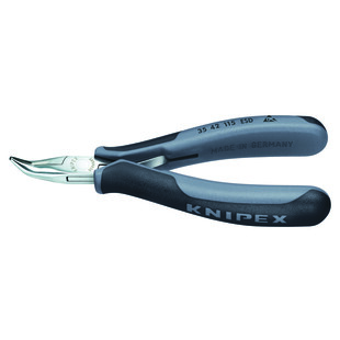 PINCE DE PREHENSION POUR L'ELECTRONIQUE BECS DEMI-RONDS COUDES 115 MM ESD