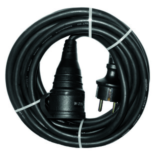 RALLONGE NOIRE H07RNF 3G1,5 PC 16A 230V AVEC CLAPET 10M