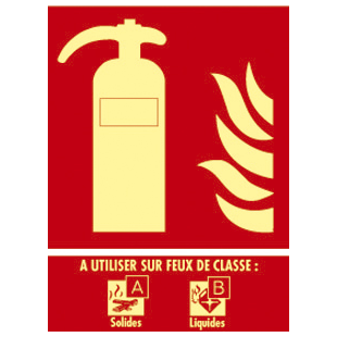 PLAQUE EXTINCTEUR CLASSE AB 150X200 PHOTOLUMINESCENT