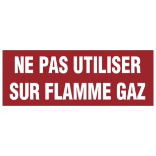 PLAQUE CHAUFFERIE GAZ. 55X150  "NE PAS UTILISER SUR FLAMME GAZ"