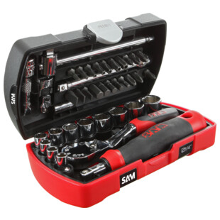 COFFRET DOUILLES, ACCESSOIRES ET CLIQUET 1/4'' (39 PIECES)