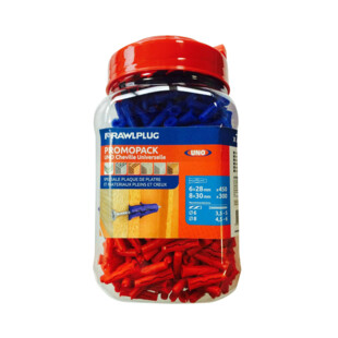 CHEVILLE UNO MIX (400 Ø6X28 ET 350 Ø8X32) BIDON 750