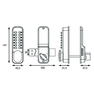 SERRURE DIGITALE FERMETURE AVEC VERROU EN APPLIQUE MCA 200