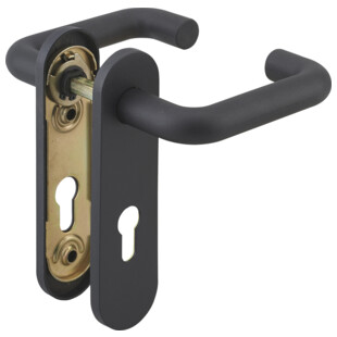 ENSEMBLE SUR PLAQUE NYLON NOIR, CARRÉ 9, EA 72MM POUR SERRURE DE CHAUFFERIE