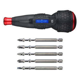 TOURNEVIS ASSISTANCE ELECT. BALL GRIP USB + 5 EMBOUTS CHOCS 90MM (POCHE)