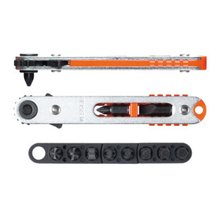 MINI CLIQUET EXTRA PLAT TD-76 + JEU DE 8 EMBOUTS (PHILIPS/FENTE/HEXAGONAL)