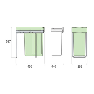 POUBELLE COULISSANTE 40L 1 SEAU