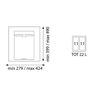 POUBELLE SELECTIVE POUR CAISSON DE 450MM