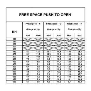 FERRURE DE PORTE RELEVABLE FREESPACE SYSTEM PUSH