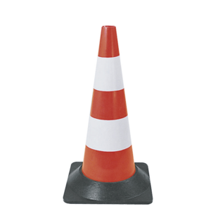 BALISE PLASTIQUE ROUGE FLUO PIED CAOUTCHOUC