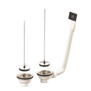 BONDE 84 MM AVEC TROP PLEIN POUR EVIER GRES 2 BACS 20405