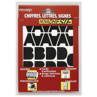 CHIFFRES, LETTRES ET SIGNES ADHESIFS SOUPLES NOVADHESIF
