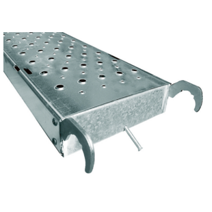 PLANCHER D'ECHAFAUDAGE ACIER GALVANISE AVEC POIGNEES