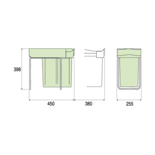 POUBELLE COULISSANTE 21L 1 SEAU