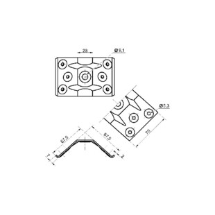 FERRURE DE TABLE 1 TROU AVEC RETOURS