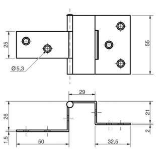 CHARNIERE UNIVERSELLE CONTRE COUDEE