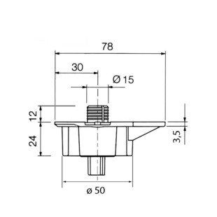 EMBASE OVALE A TOURILLON Ø 15MM