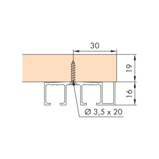 RAIL DE ROULEMENT DOUBLE CLIPO 16 H EN APPLIQUE