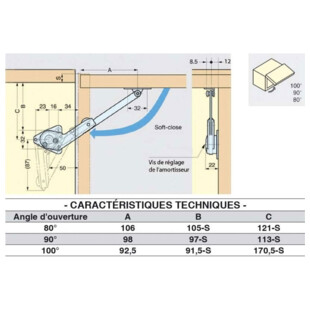 COMPAS DE PORTE RELEVABLE DE 80 A 100