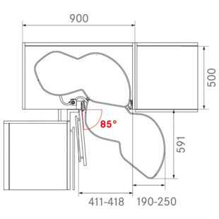 FERRURE LEMANS II PORTE DE 450 CLASSIC
