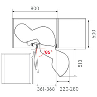 FERRURE LEMANS II PORTE DE 450 STYLE ANTHRACITE