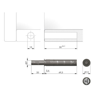 LOQUETEAU POUSSE LACHE A ENCASTRER