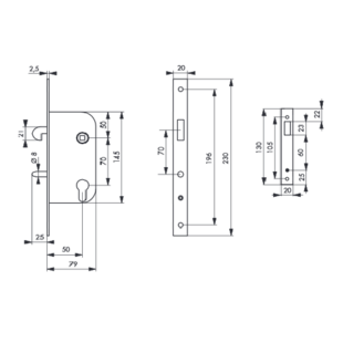 SERRURE A LARDER A MENTONNET AXE 50