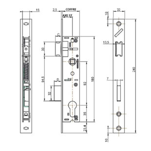 SERRURE PENE DORMANT 1/2 TOUR