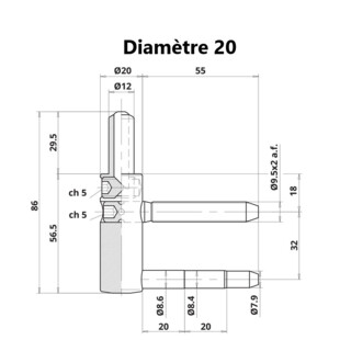 EXACTA | paumelle male/femelle REGLABLE