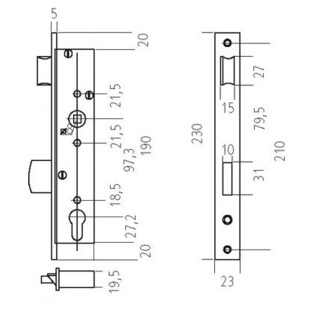 SERRURE PENE 1/2 TOUR 8001