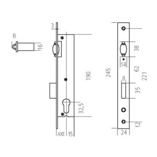 SERRURE PENE DORMANT ROULEAU 88PZ
