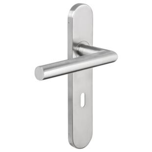 ENS POIGNEE INOX 304 ENT 195MM A BOUT ROND + 1 PLAQUE VIS INV BEQUILLE ANGLE VIF