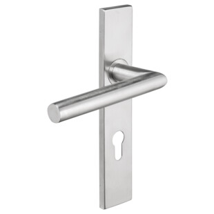 ENS POIGNEE INOX 304 ENT 195 MM A BOUT CARRE + 1 PLAQUE VIS INV BEQ ANGLE VIF