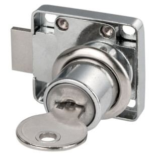 SERRURE DE MEUBLES ZAMACK CHROME LOK79 CYL19X20MM+2 CLES EN ACIER