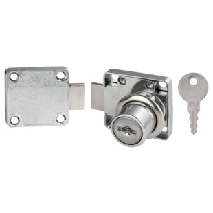 SERRURE DE MEUBLES ZAMACK CHROME LOK79 CYL19X20MM+2 CLES EN ACIER