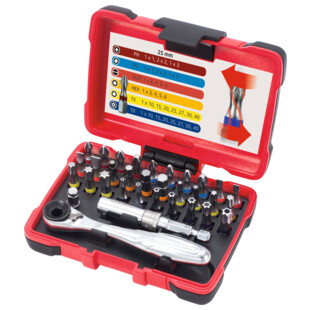 COFFRET DE 32 EMBOUTS DE VISSAGE 1/4'' A CODE COULEUR TORSIONPOWER®