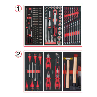 COMPOSITION D'OUTILS 2 TIROIRS POUR SERVANTE, 114 PIECES