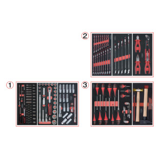 COMPOSITION D'OUTILS 3 TIROIRS POUR SERVANTE, 158 PIECES