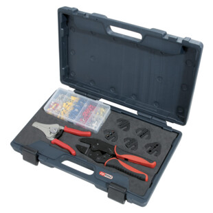 OUTILS POUR LE SERTISSAGE ET LE DENUDAGE + COSSES (JEU DE 8)