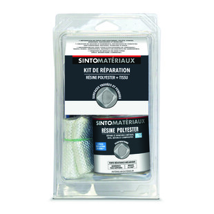 KIT DE REPARATION RESINE 250G + TISSU DE VERRE 1/4 M² SINTO