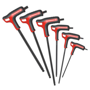 CLE MALE POIGNEE EN ''T'' 6 PANS TETE SPHERIQUE (JEU DE 6)